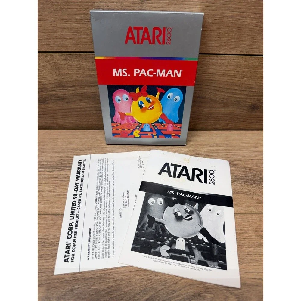 Vintage MS PAC-MAN Atari 2600 Box, Manual, and Warranty Card Only **NO GAME**